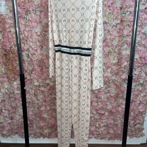 Stylish Cream Jumpsuit with Black Accents